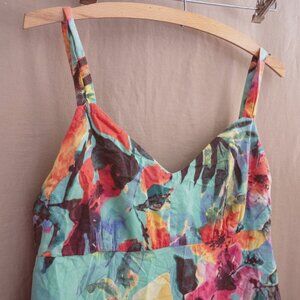 JONES NEW YORK, vintage floral/tropical sundress, bright and funky, S/M size